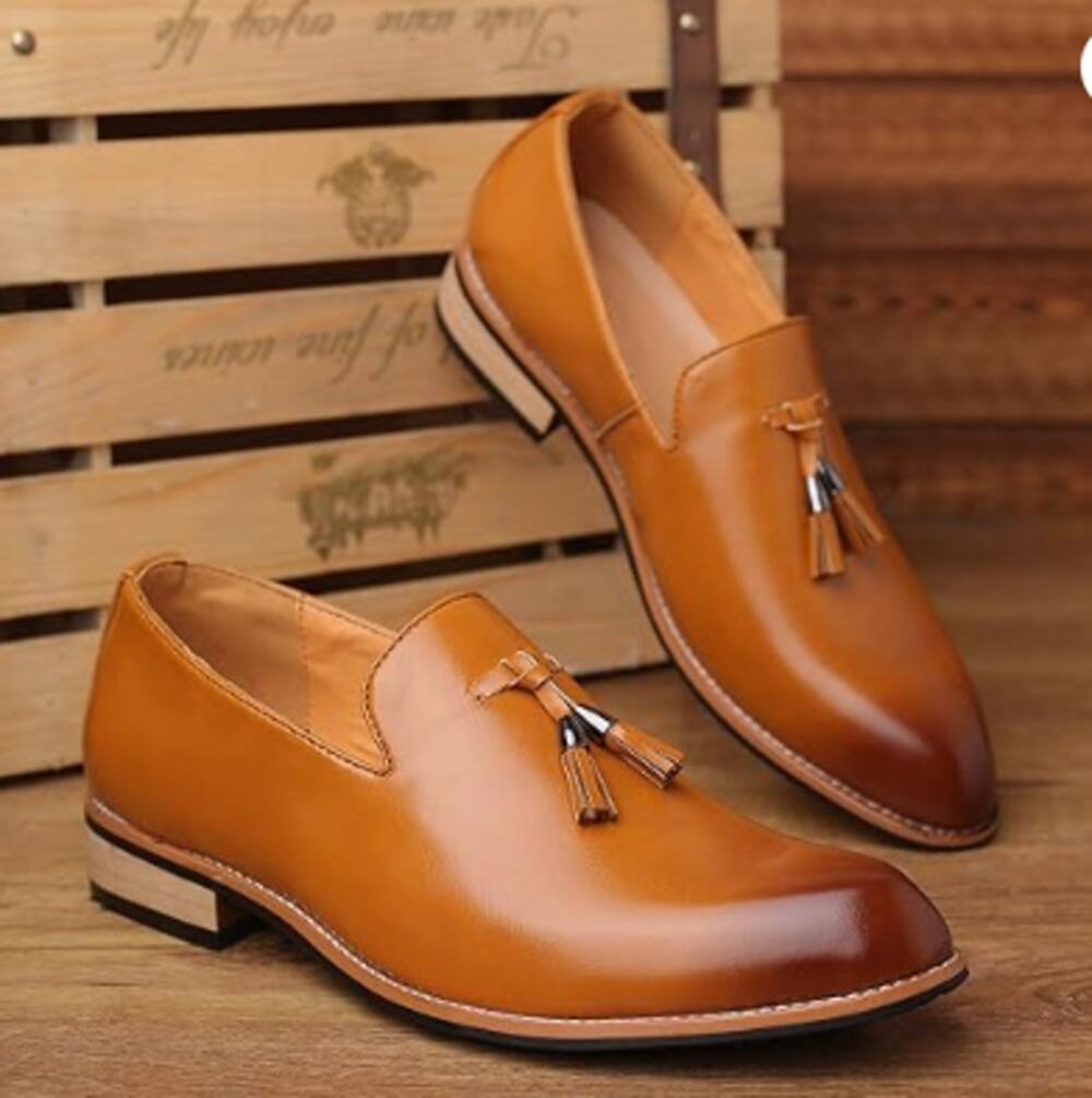 Men's Shoes Brown Gradient Loafers Oxford Pointed Toe w/Tassel Sz 10.5